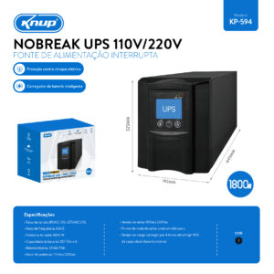 NOBREAK UPS 110V/220V 1800W REF:KP-594