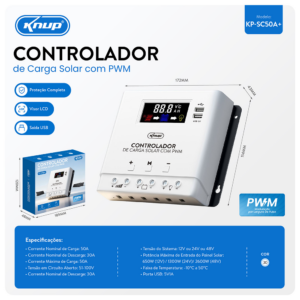 CONTROLADOR CARGA SOLAR SC50A+