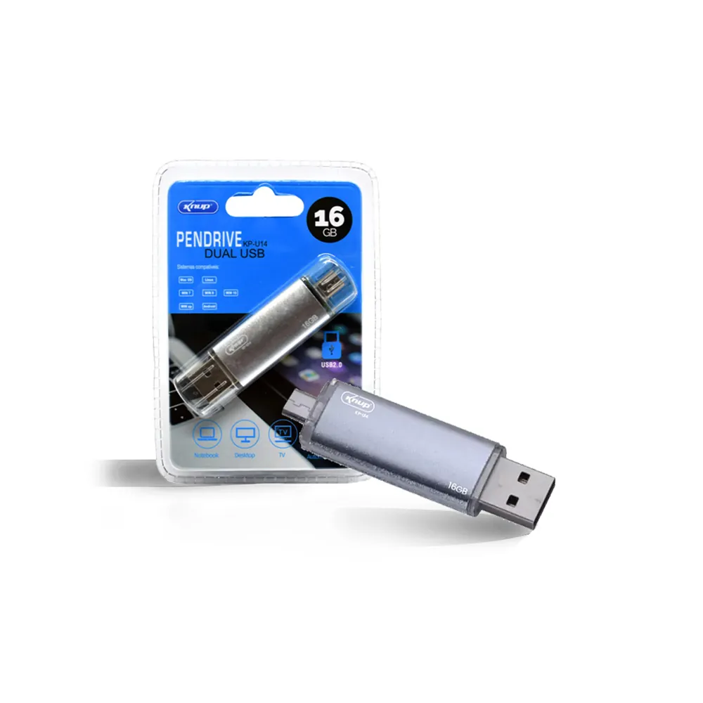 PEN DRIVE DUAL USB 16GB U14 - Imagem 1