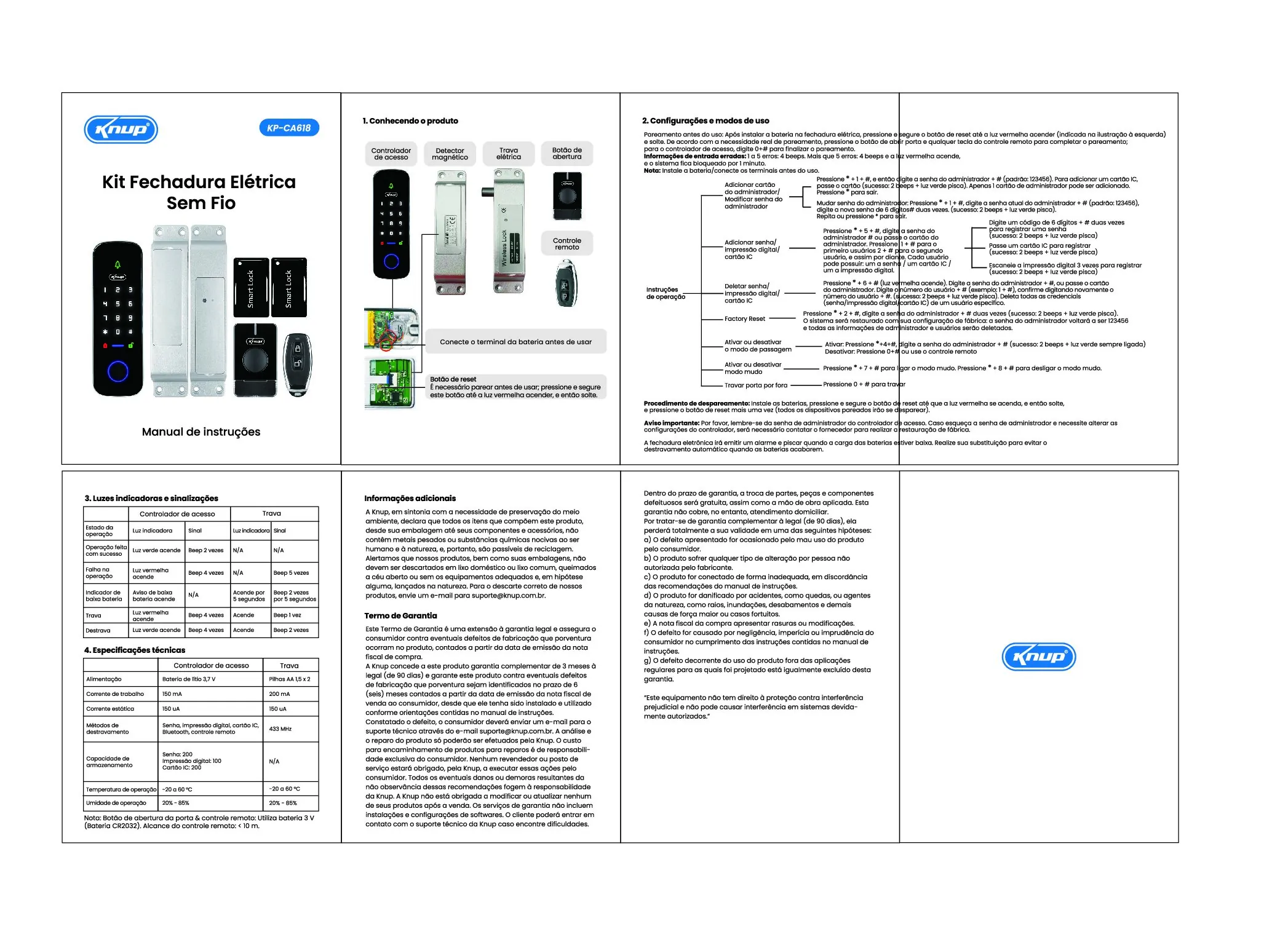 Kit fechadura elétrica sem fio : KP-CA618 - Imagem 2