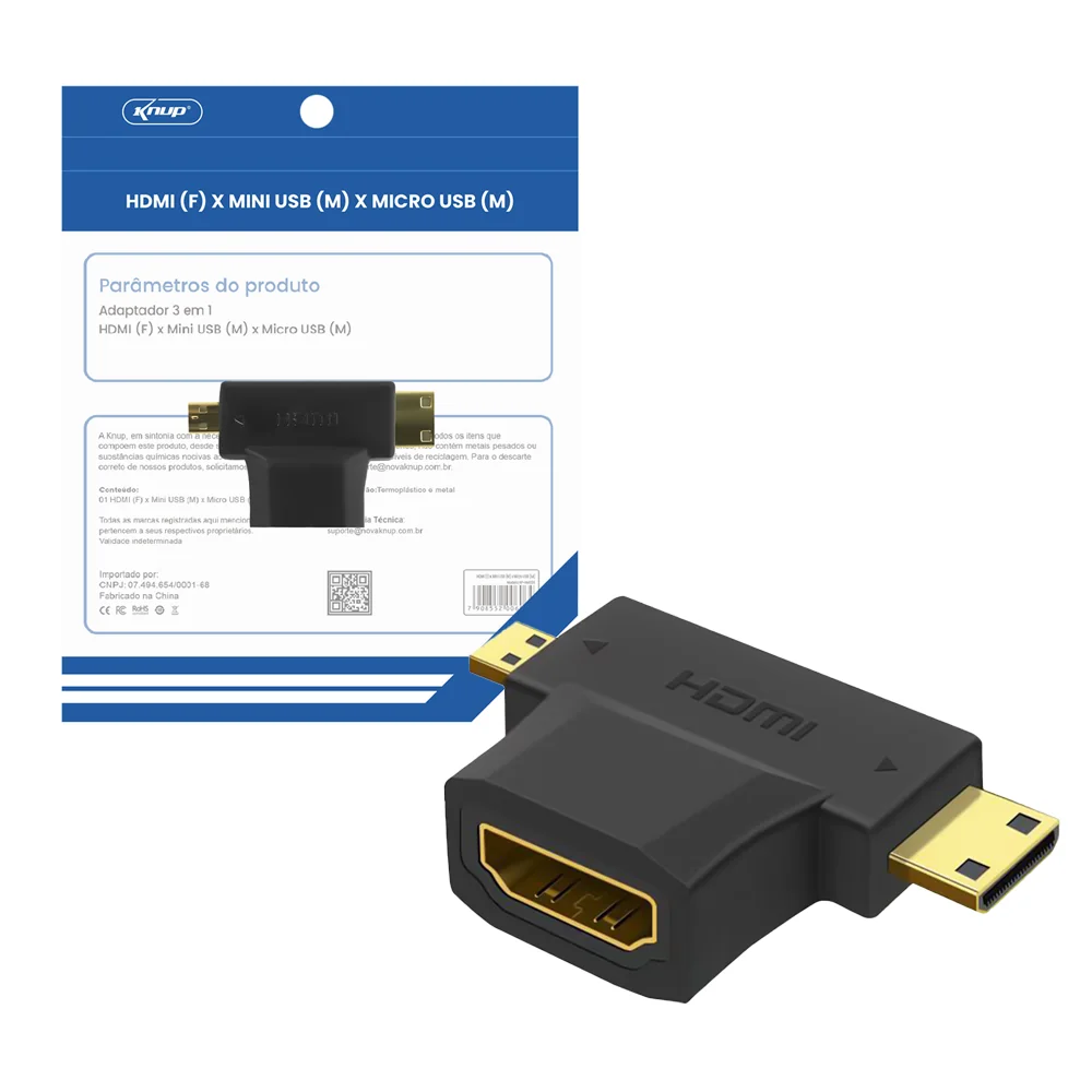ADAPTADOR HDMI F X MINI USB M X MICRO USB M HM026 - Imagem 1