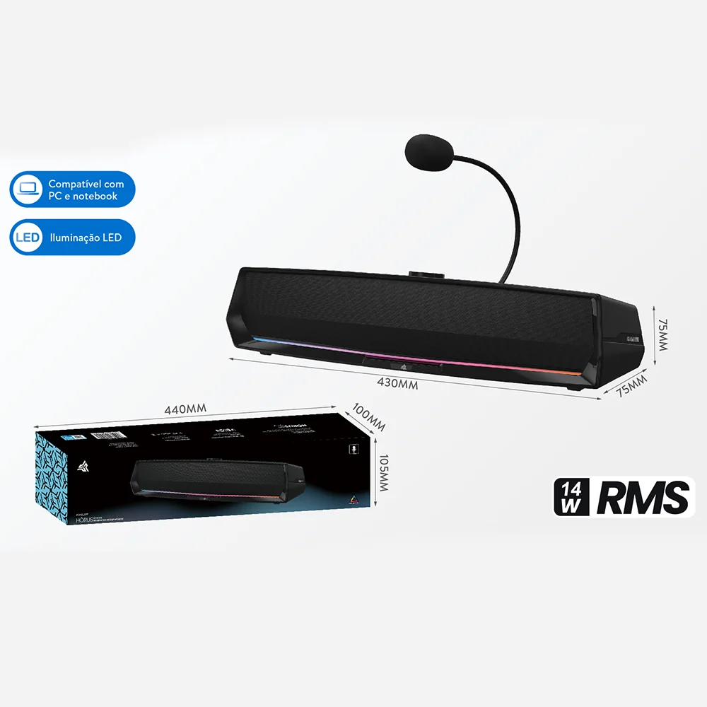 SOUNDBAR GAMING SPEAKER RO856 - Imagem 1