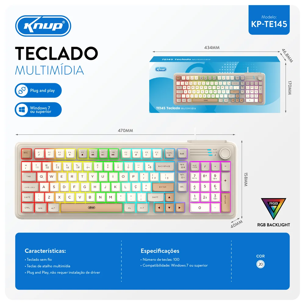 TECLADO COM FIO TE145 - Imagem 1