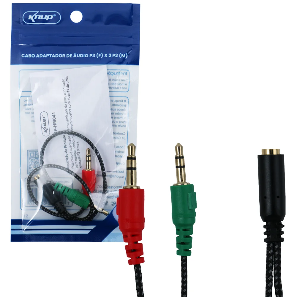 CABO ÁUDIO P3(F) X 2 P2(M) HM041 - Imagem 1