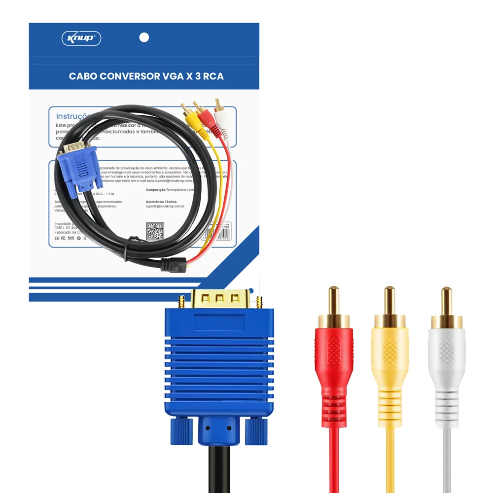 CABO CONVERSOR VGA X 3 RCA YP5027 - Imagem 1